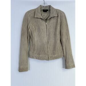 Vintage Womyn 100% Leather Cutout Jacket Perforated Women's Size Small